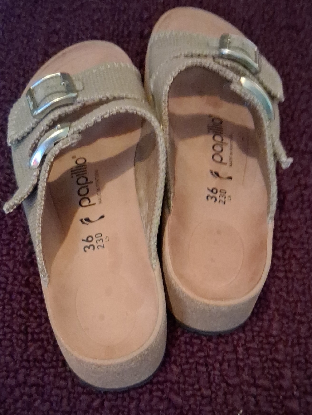 NWOT Papillio Olive Green Adjustable Buckle Sandals, Leather Footbed, Size 36. - Picture 2 of 8